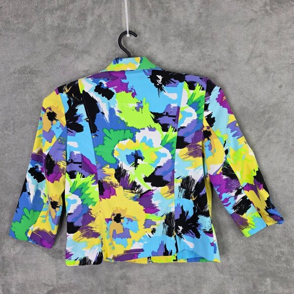 Womens Molly & Maxx Multicolor Abstract Print Blazer Jacket Full Zip Size M - Picture 4 of 7
